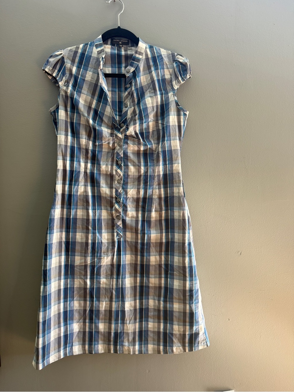 Never been worn - Women’s Plaid Button-Front Dress in Blue and White